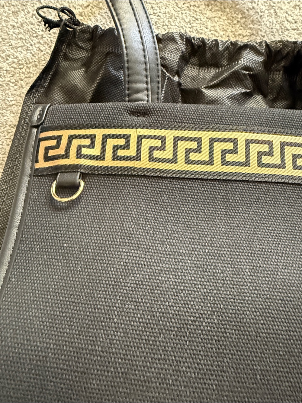 Versace Fragrances Black Bag with Gold Greek Key Trim - Picture 2 of 8